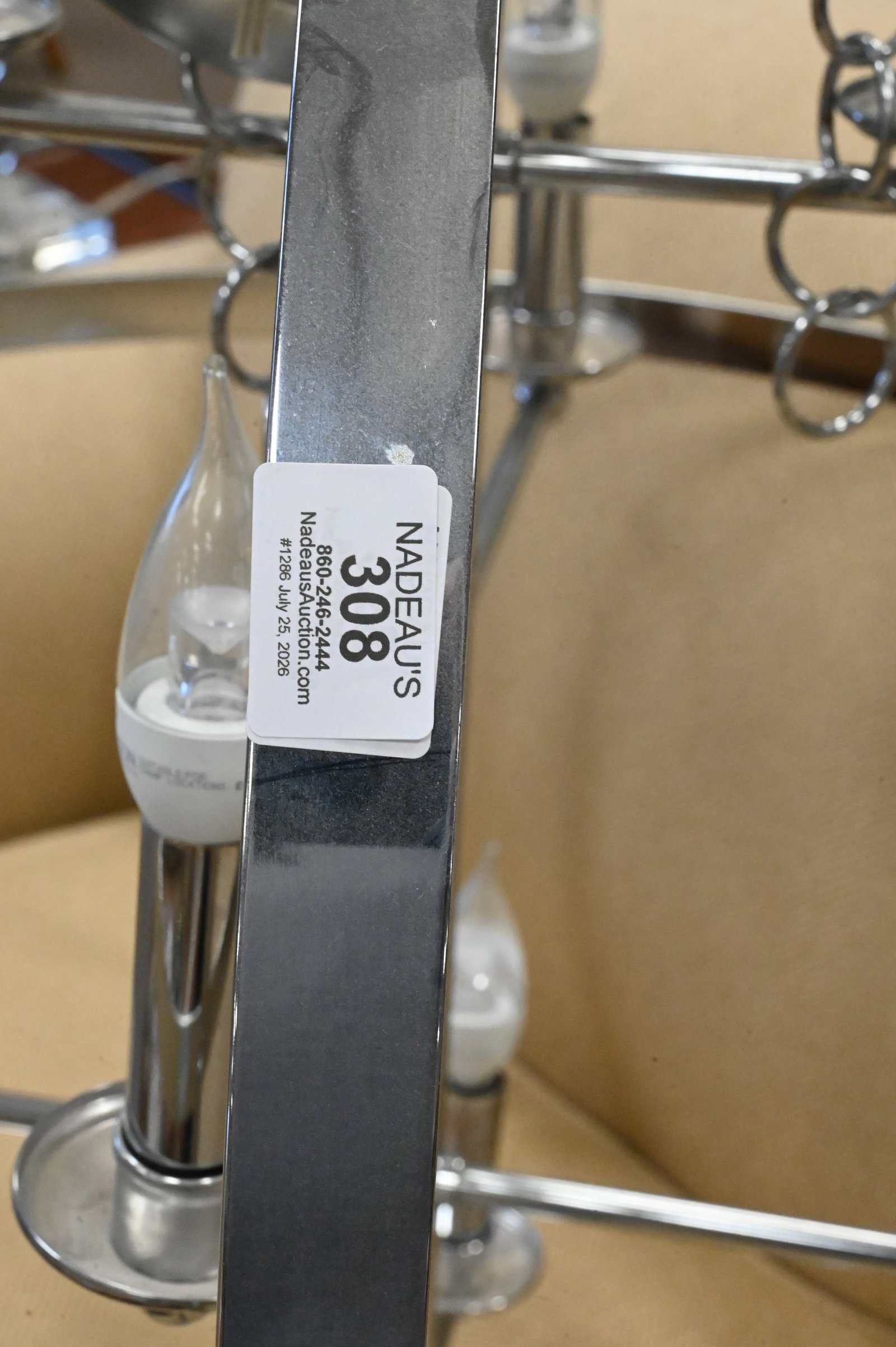 Chrome Sphere Form Eight Light Hanging Light - 4