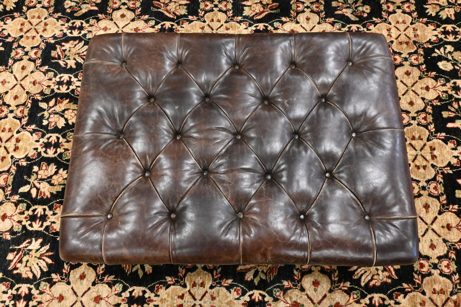 George Smith Tufted Leather Ottoman - 3