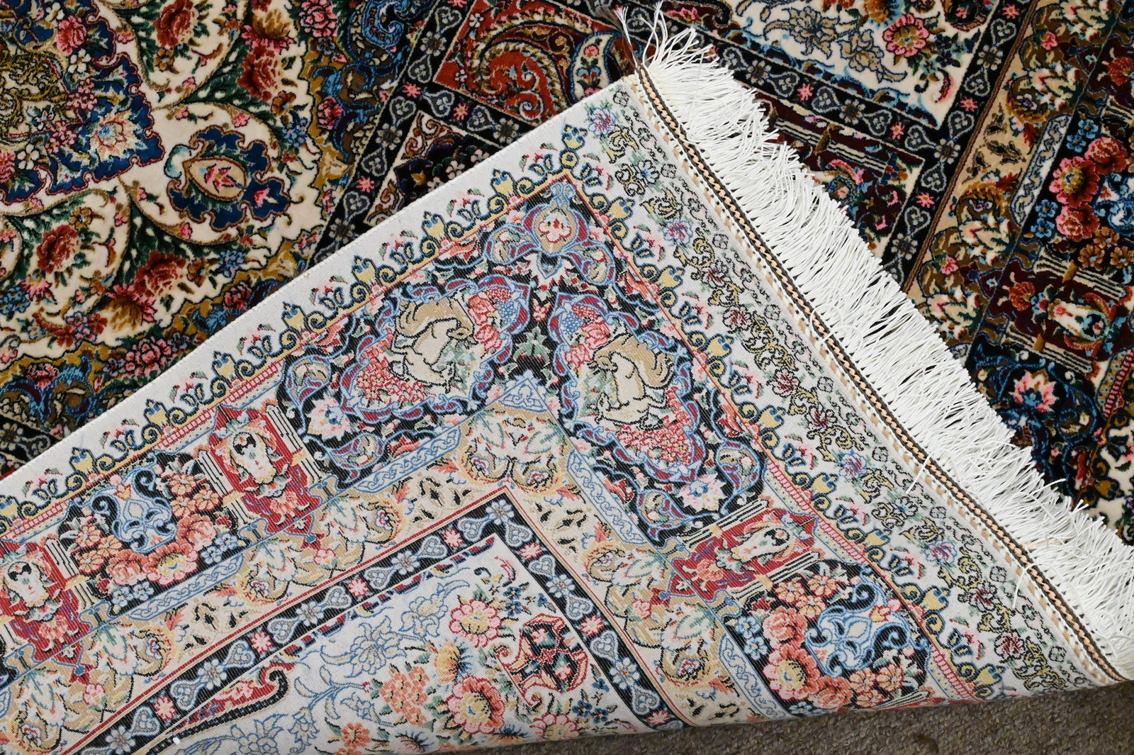 Persian Style Rectangular Silk Rug - 2