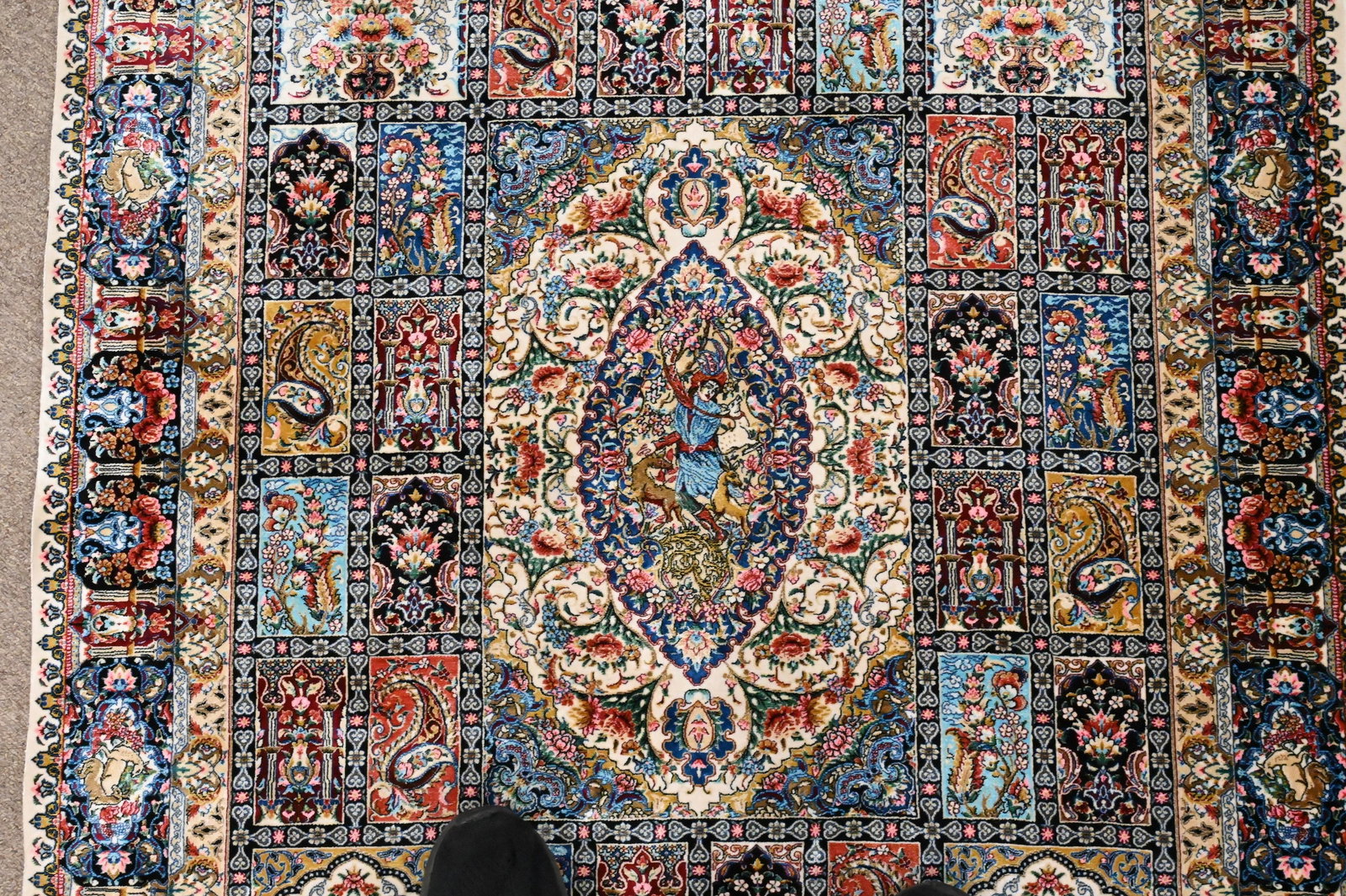 Persian Style Rectangular Silk Rug - 4