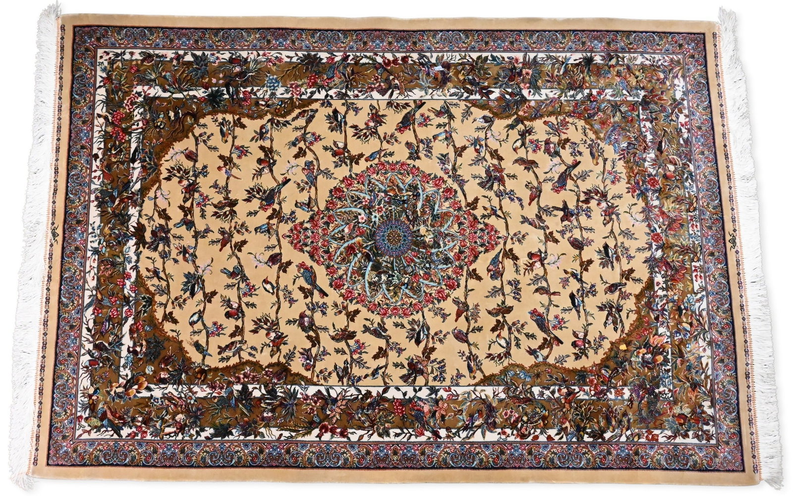 Silk Contemporary Pictorial Throw Rug: Silk Contemporary Pictorial Throw Rug 3'4" x 5'