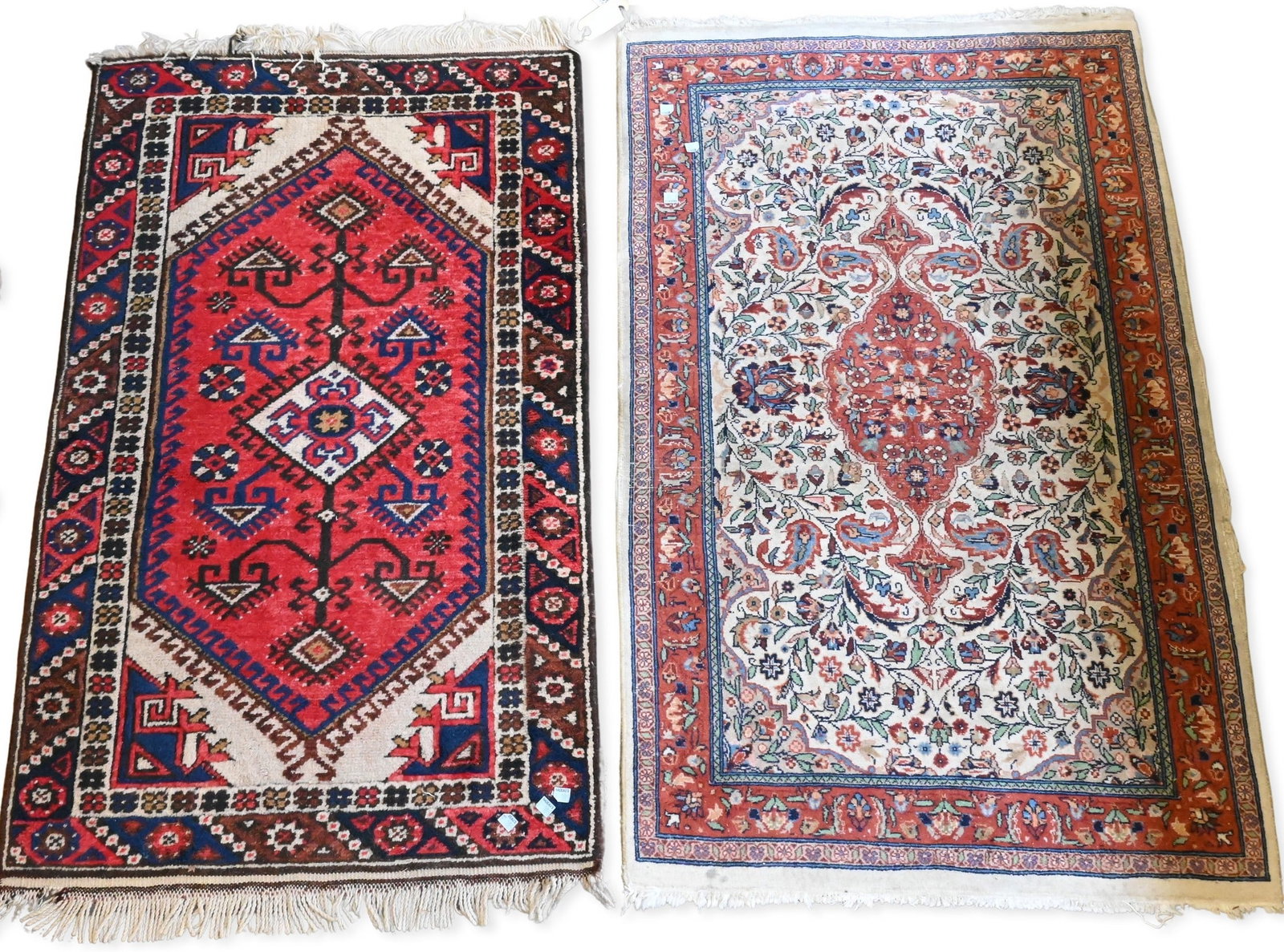 Two Oriental Throw Rugs: Two Oriental Throw Rugs 2' 7 x 4', 2' 5" x 4'