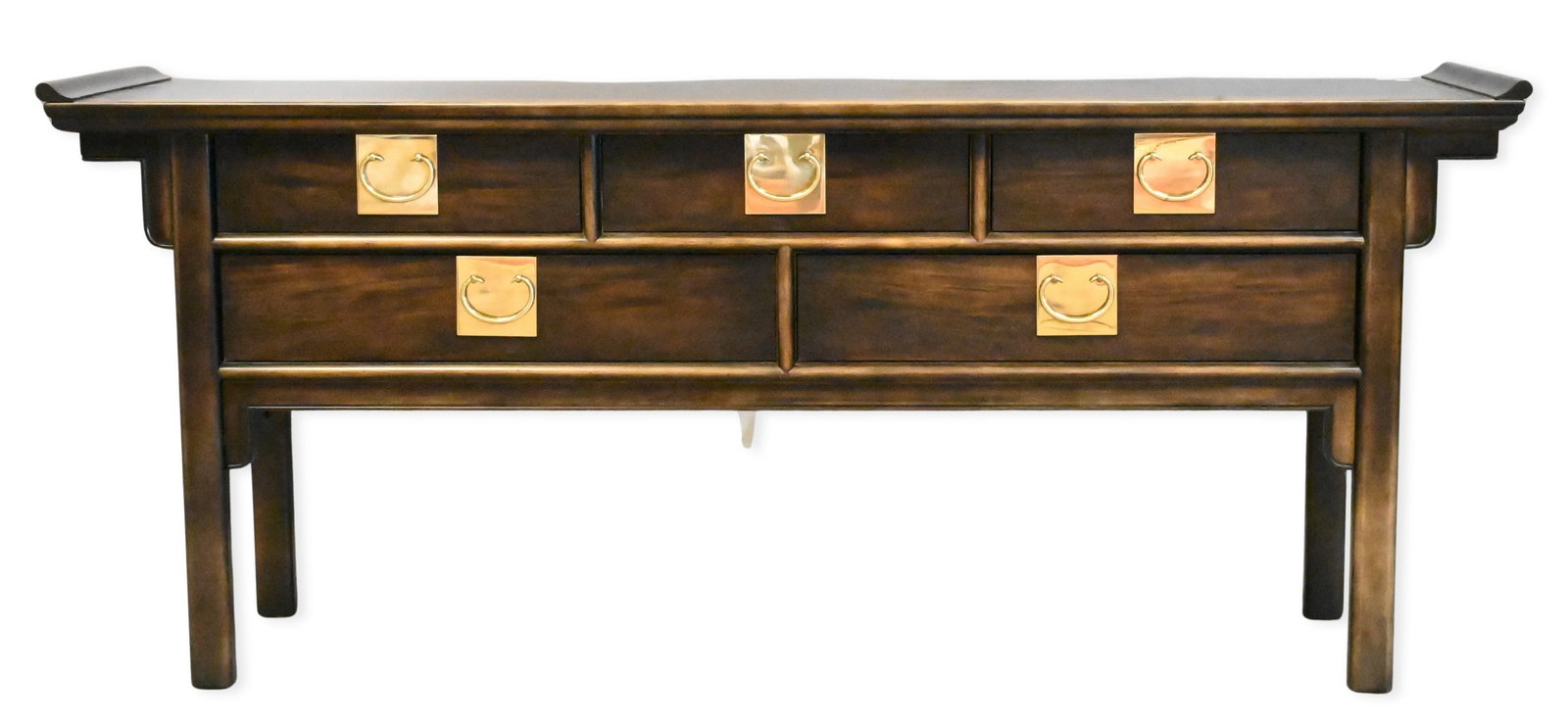 Century Furniture Asian Chinoiserie Console Table: Century Furniture Asian Chinoiserie Console Table having five pull drawers height 30 inches, length 73 inches, depth 18 inches