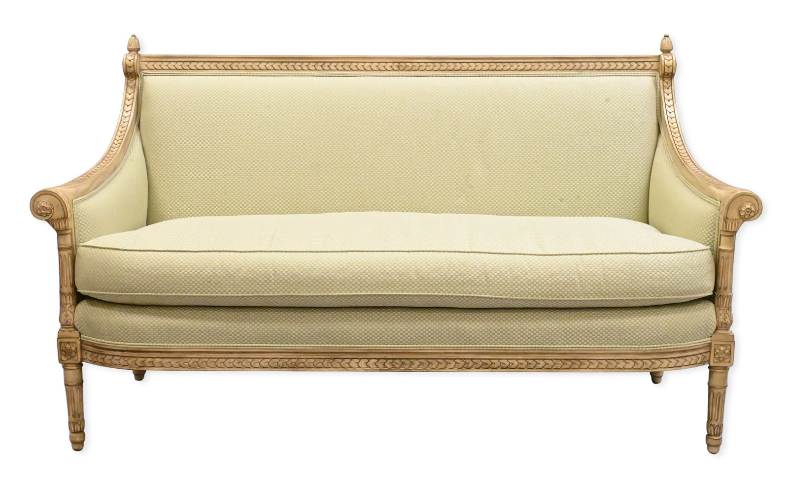 Lewis Mittman Louis XVI Style Painted Settee: Lewis Mittman Louis XVI Style Painted Settee height 37 3/4 inches, length 67 inches, depth 30 1/2 inches