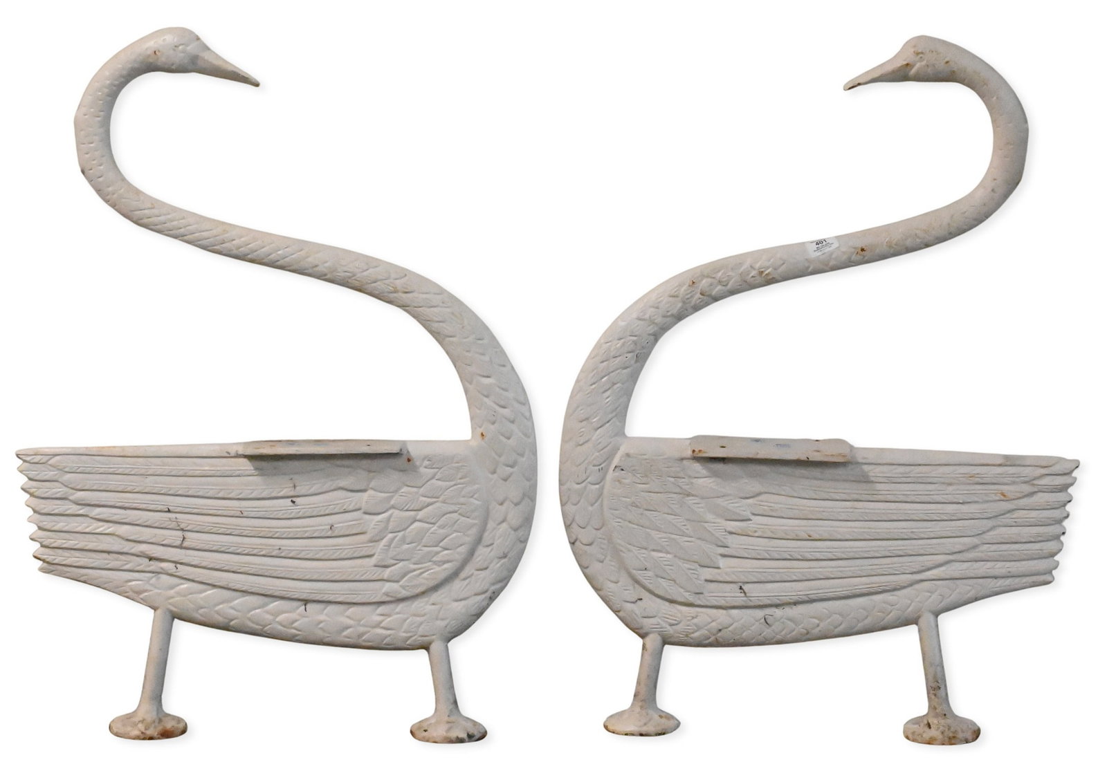 Pair of Iron Outdoor Swan Bench Ends (no seat): Pair of Iron Outdoor Swan Bench Ends (no seat) needs centerboard height 35"