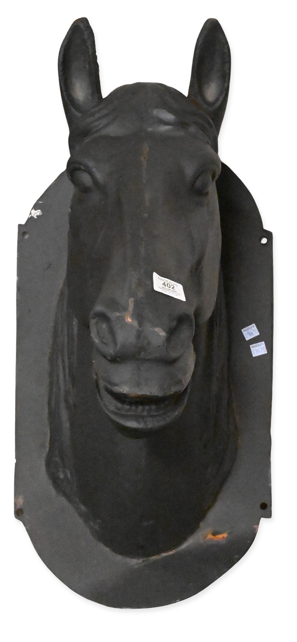 Cast Iron Outdoor Horse Head Wall Mount: Cast Iron Outdoor Horse Head Wall Mount height 30 inches, width 15 inches