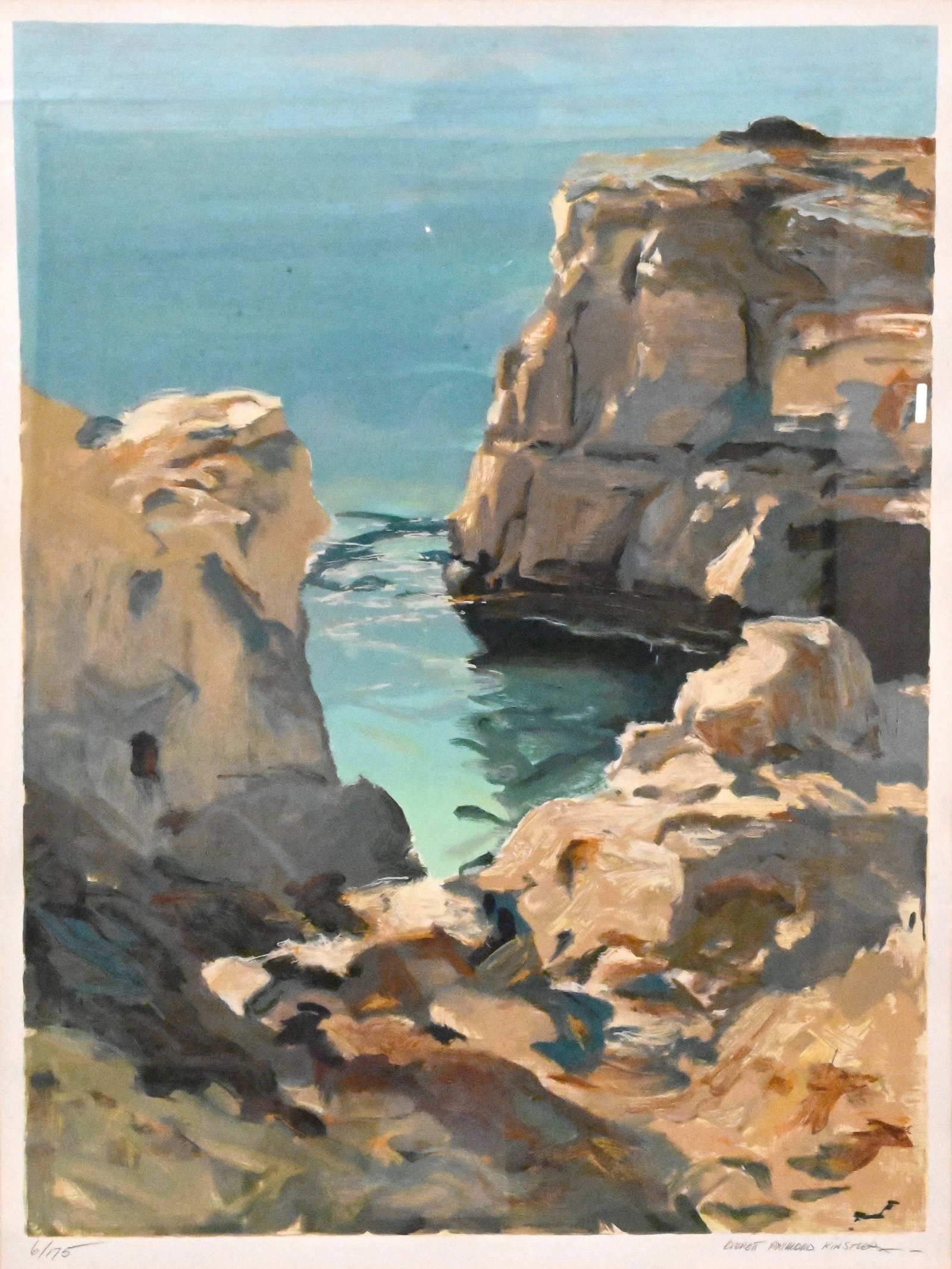 Everett Raymond Kinstler (American 1926-2019): Everett Raymond Kinstler (American 1926-2019) "The Cliff" Silkscreen, edition 6/175 Signed lower right Everett Raymond Kinstler 41" x 30" frame Provenance: Property from a Private Collection