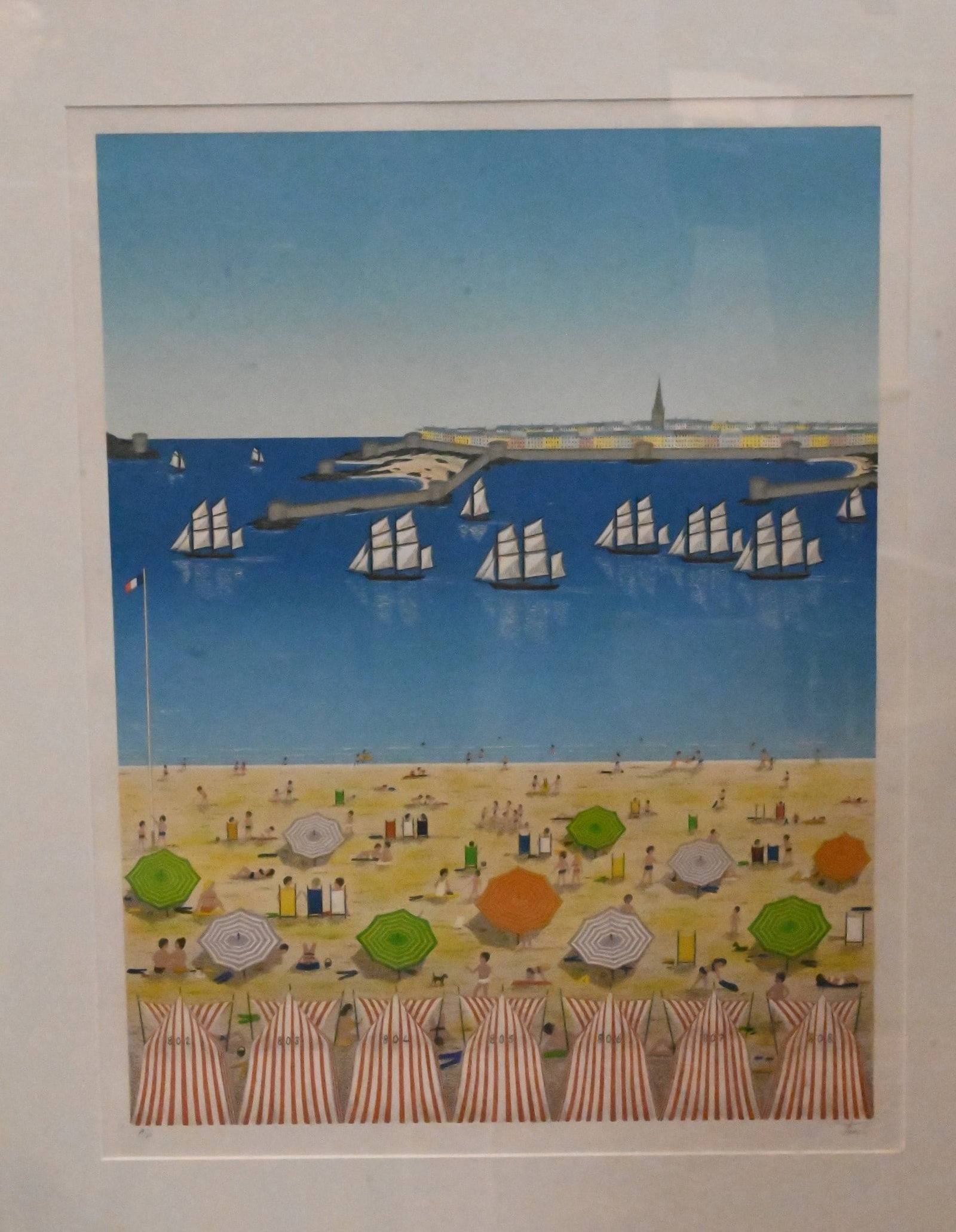 Four Framed Harbor Scene Lithographs - 8