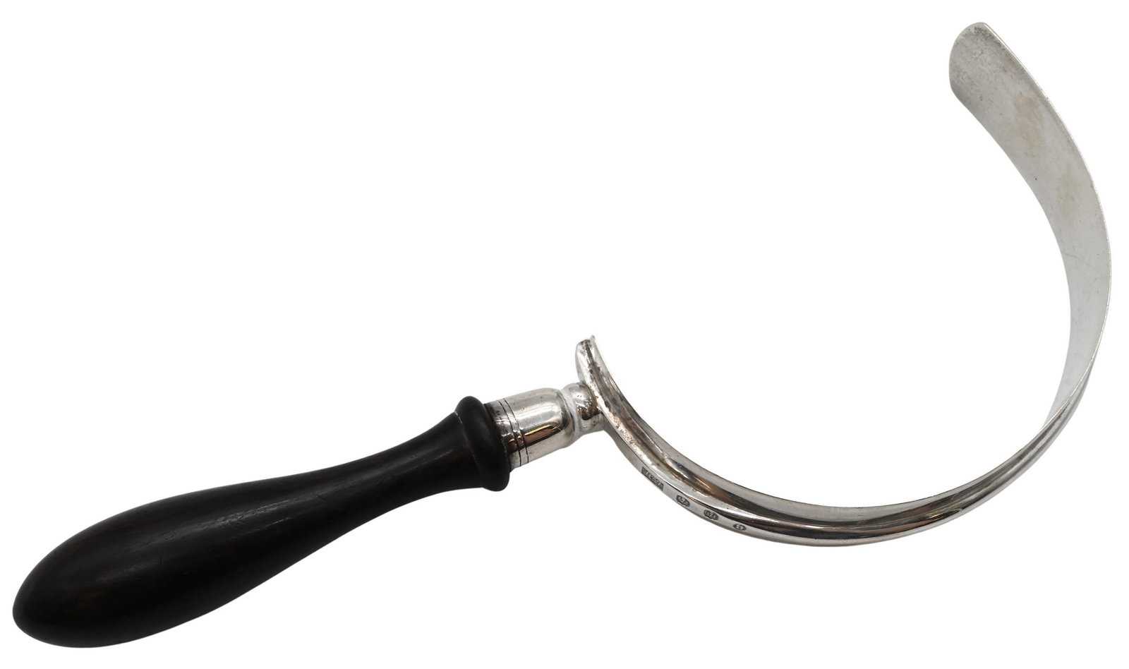 Scottish Sterling Silver Cream Skimma: Scottish Sterling Silver Cream Skimma Hamilton and Harris wooden handle, circa 1889 length 11 inches, total weight 6.2 troy ounces