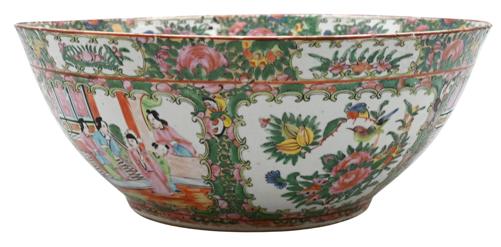 Large Chinese Rose Medallion Punch Bowl (1 of 4)