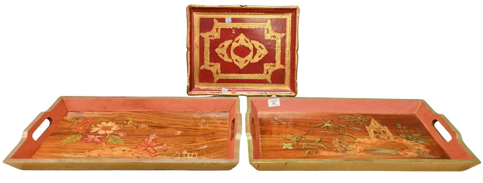 Three Hand Painted Wood Trays (1 of 4)