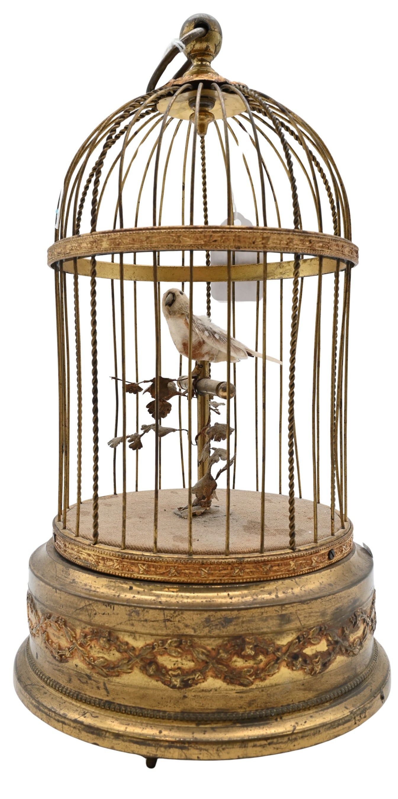 Helvetic Swiss Singing Bird Automaton in Gilt Brass Birdcage (1 of 5)