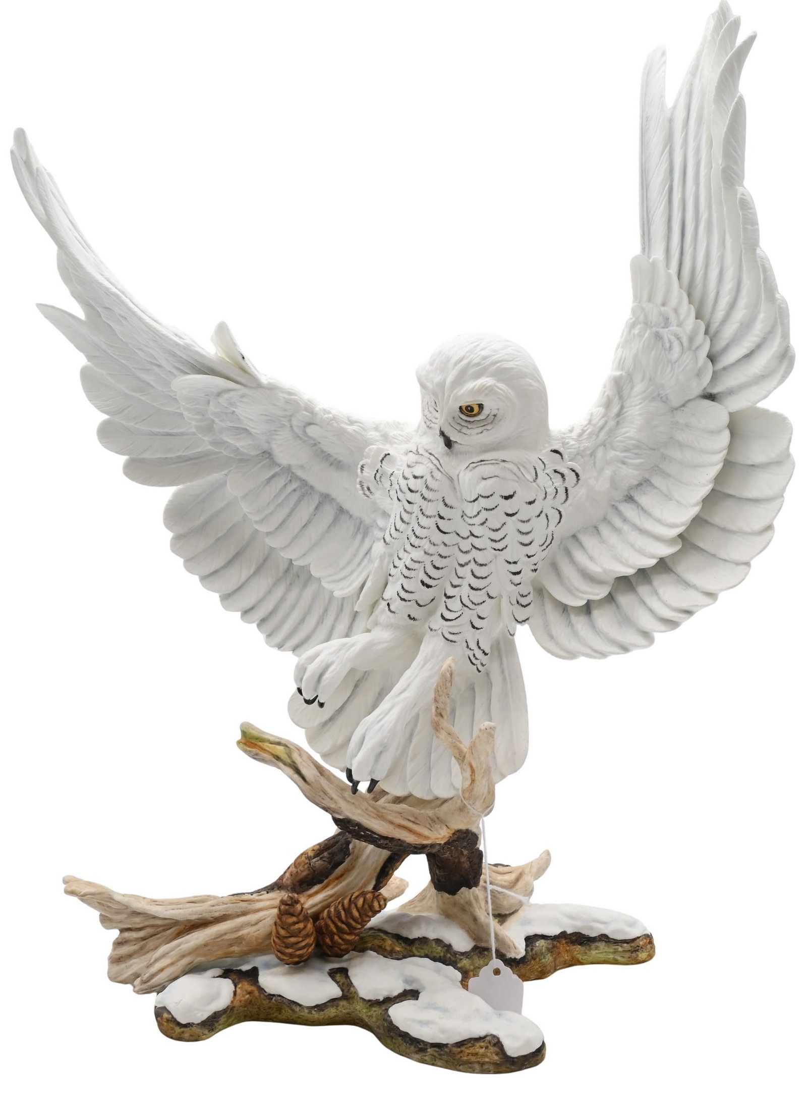 Boehm Porcelain "Snowy Owl," 1986: Boehm Porcelain "Snowy Owl," 1986 Glazed porcelain Boehm bird sculpture depicting a snowy owl in flight with wings outstretched. Limited edition marked No. 2, model 10177, signed in pen by Helen