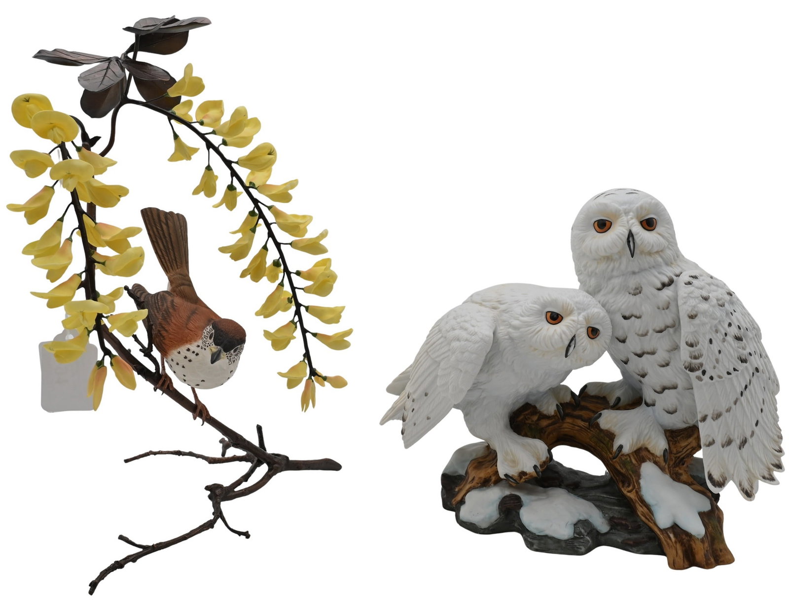 Boehm Porcelain and Bronze Wood Thrush and Flower Branch (1 of 7)
