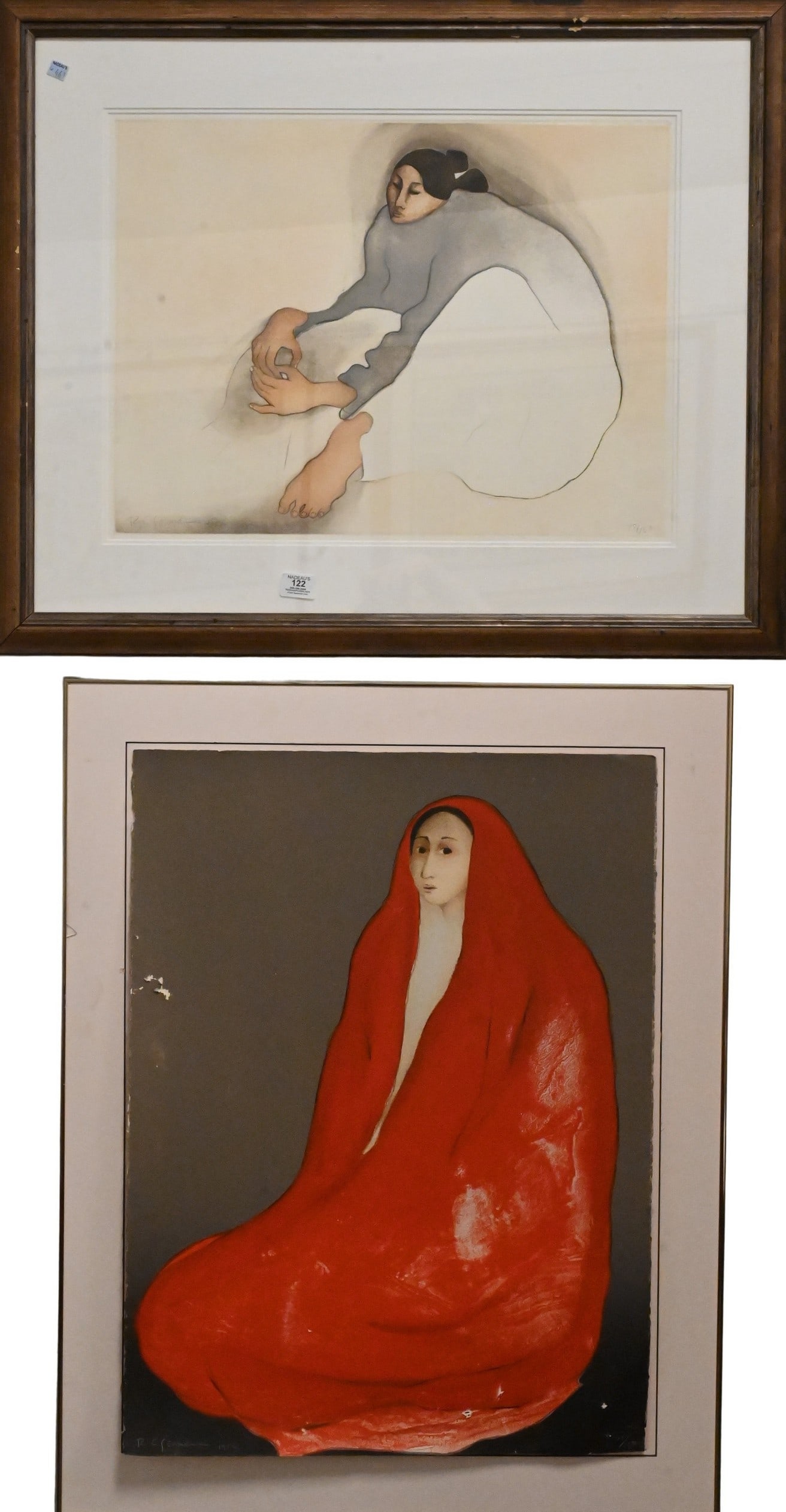 Two: R.C. Gorman (American/Navajo, 1932–2005): Two: R.C. Gorman (American/Navajo, 1932–2005) "Era" State I, 1979 Lithograph, edition 77/100 depicting a seated woman wrapped in a red blanket Signed and dated lower left R.C.Gorman 1979 30" x 22