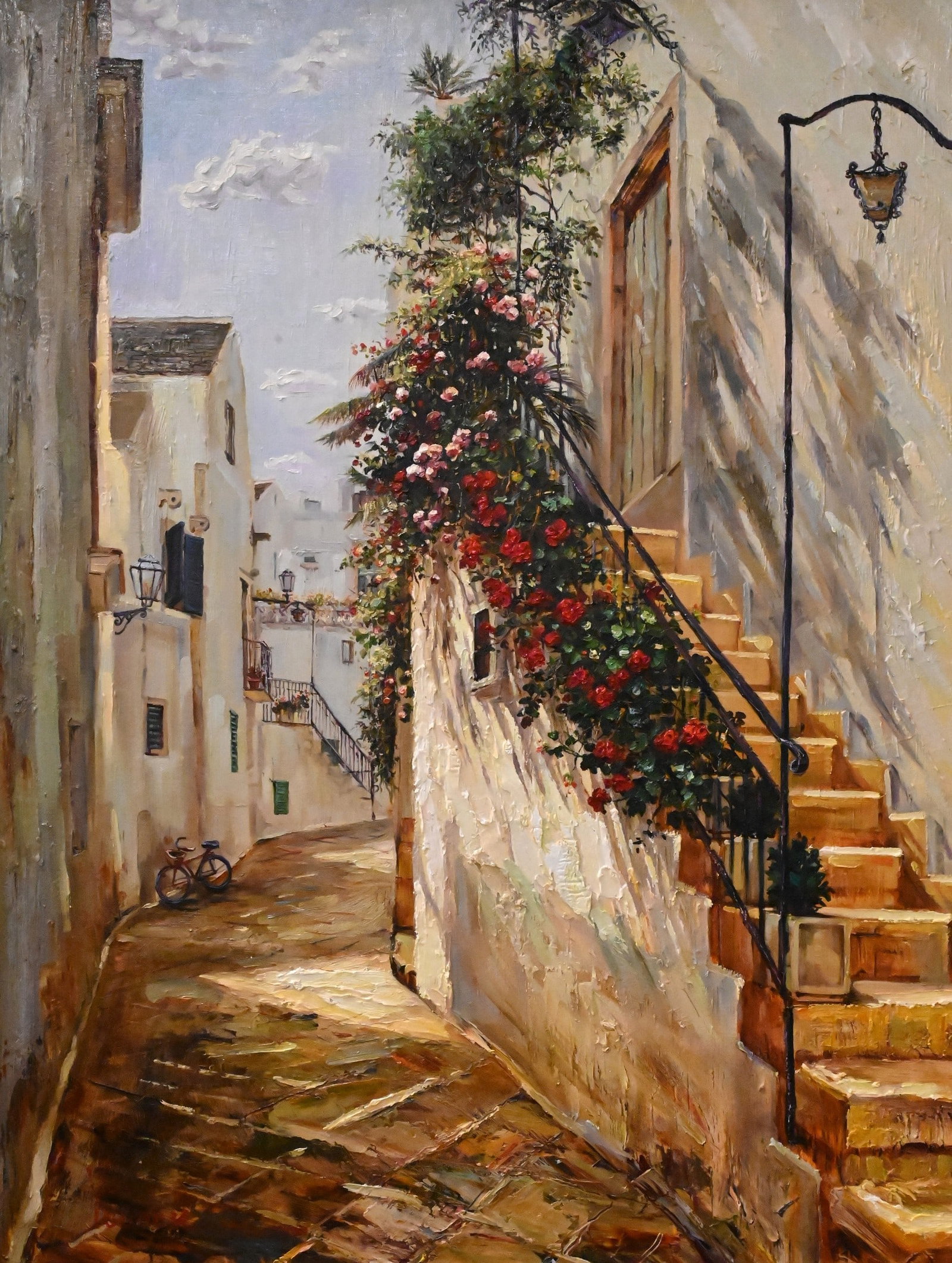 Two Framed Contemporary Landscapes: Two Framed Contemporary Landscapes to include Younok Kim (South Korean, B.1973) "Italian Alley" Oil on canvas Signed lower left Younok Kim 49" x 39" frame Provenance: Black Rock Galleries, Chappaqua