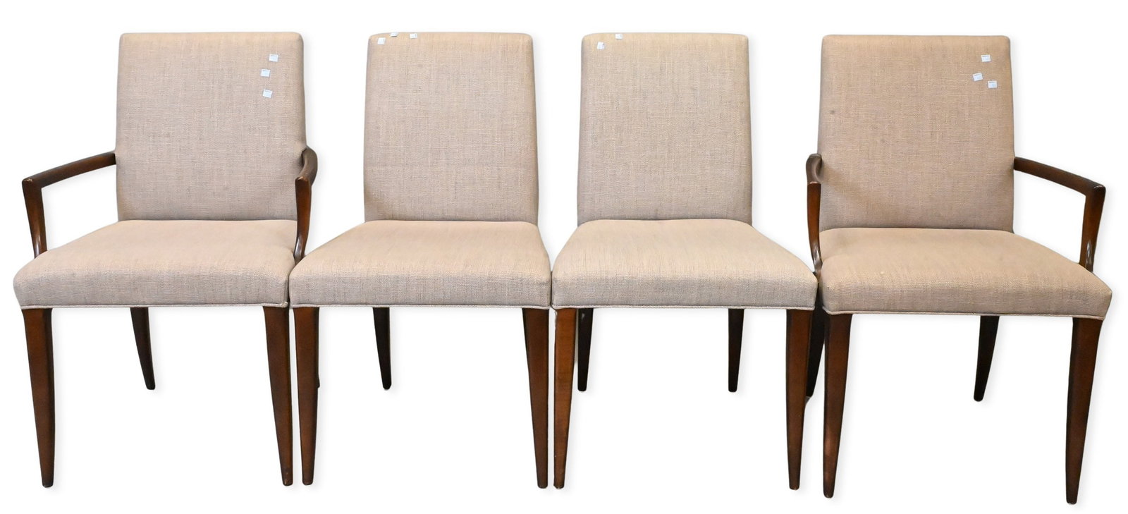 Set of Four Thomas Pheasant for Baker Chairs: Set of Four Thomas Pheasant for Baker Chairs to include two armchairs, marked Baker on bottoms of chairs height 37 inches, width 24 1/4 inches, depth 22 inches