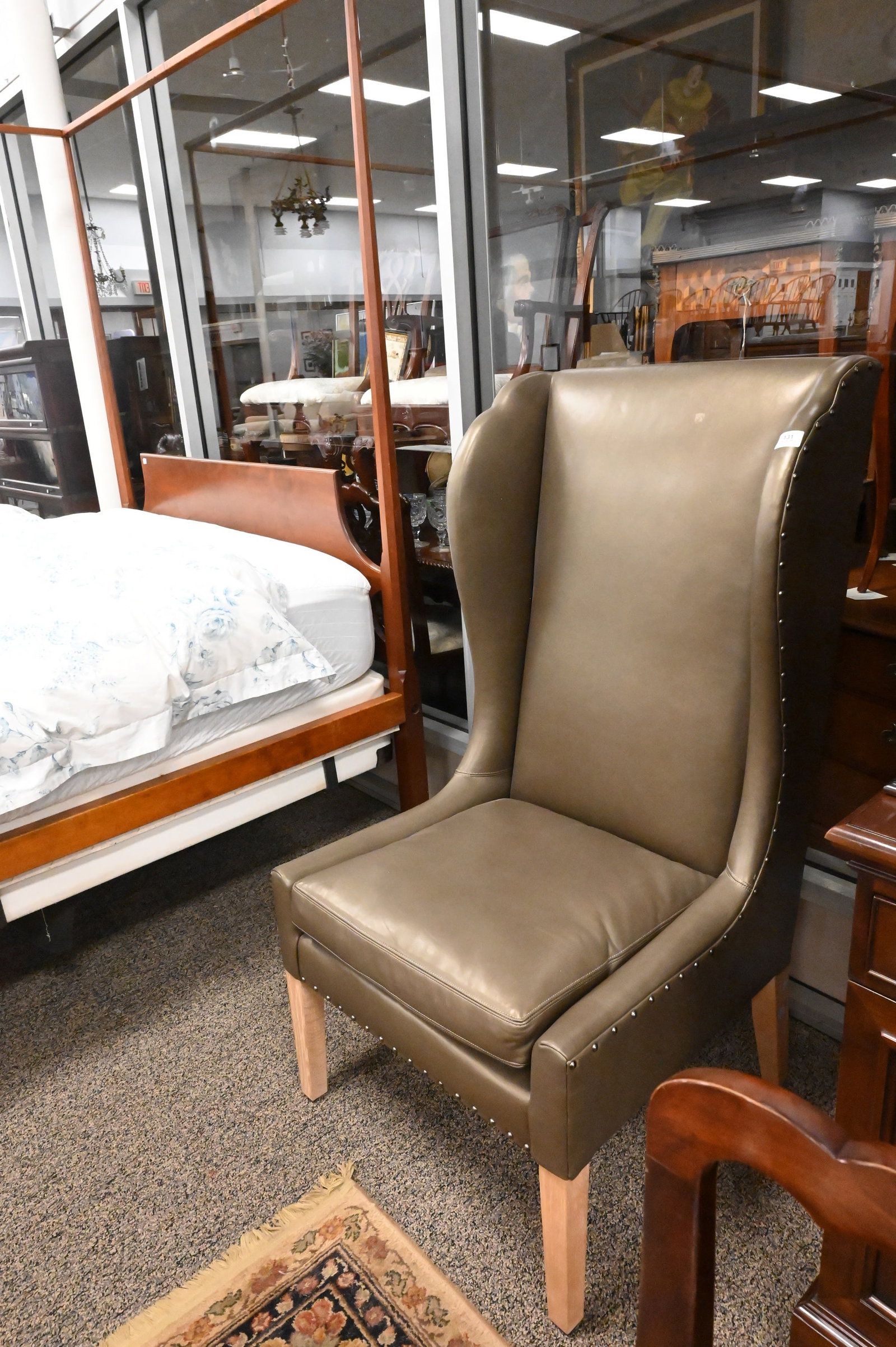 Pair of Verellen Leather Upholstered High Back Wing Chairs - 3