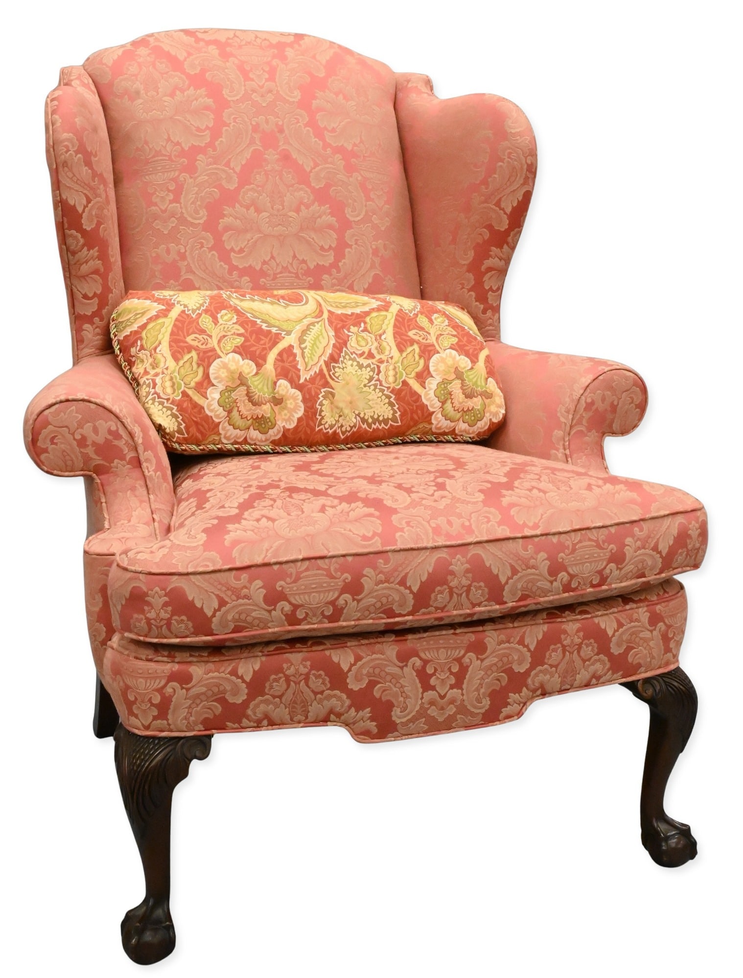 Chippendale Style Upholstered Wing Chair (1 of 5)