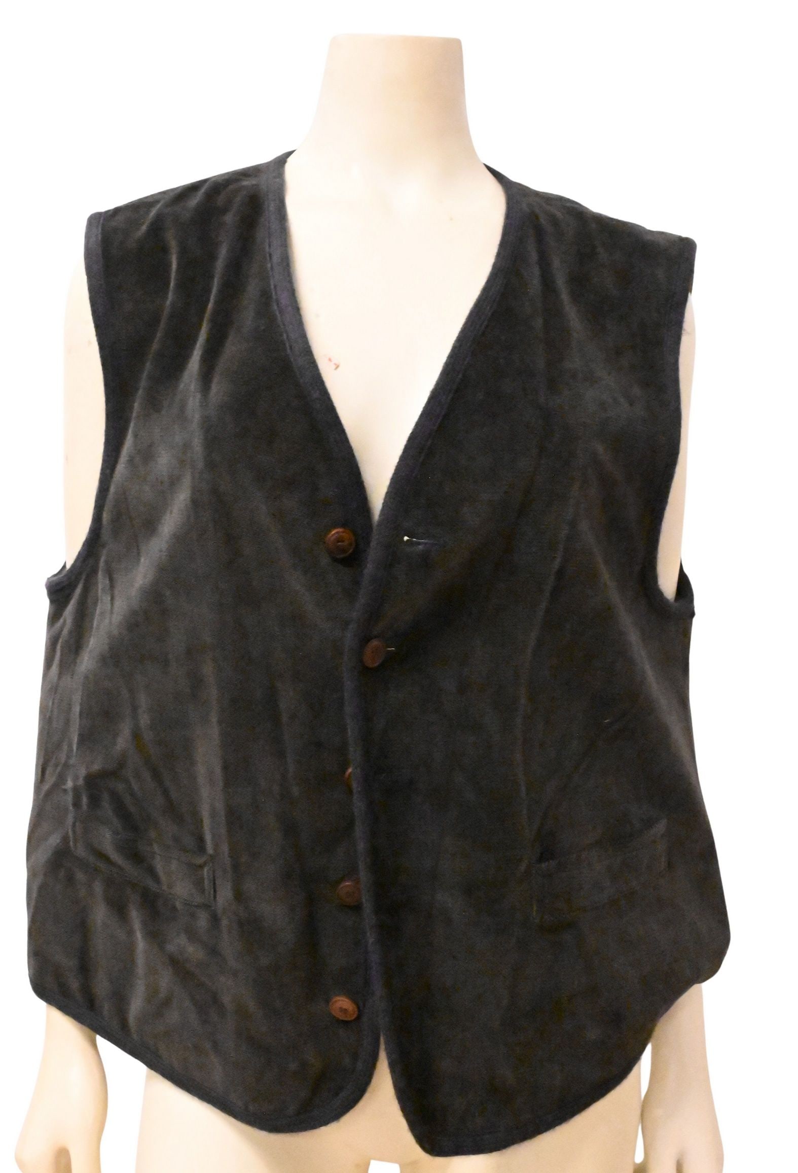 Giorgio Armani Vest: Giorgio Armani Vest having green outer, gray silk liner, button closure, and two front flaps size M