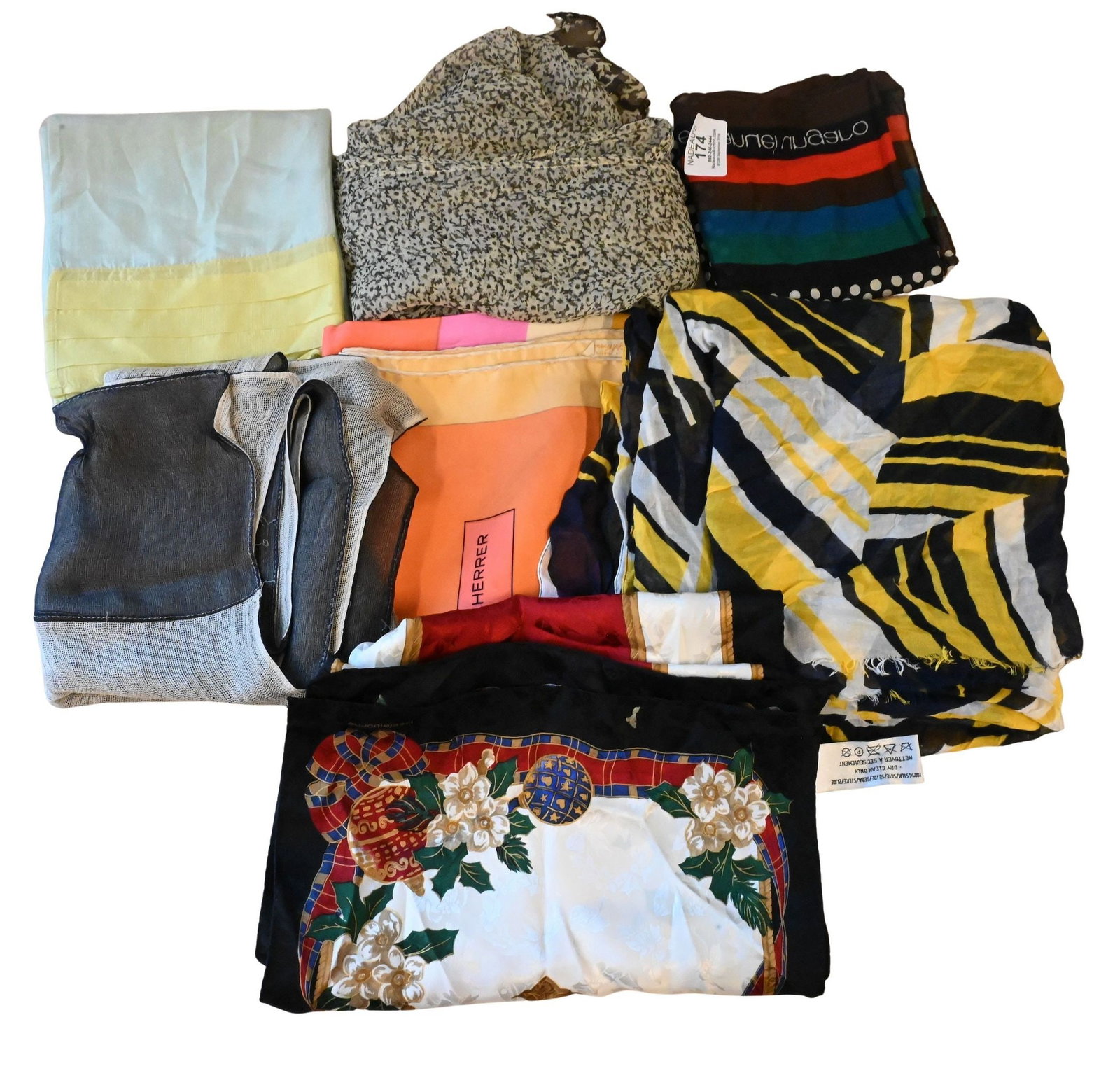Group of Eight Designer Silk Scarves (1 of 5)