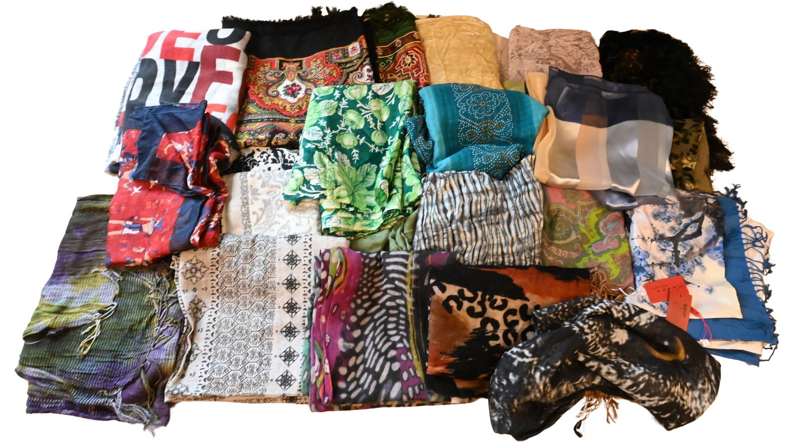 Group of Approximately 20 Scarves and Shawls (1 of 6)