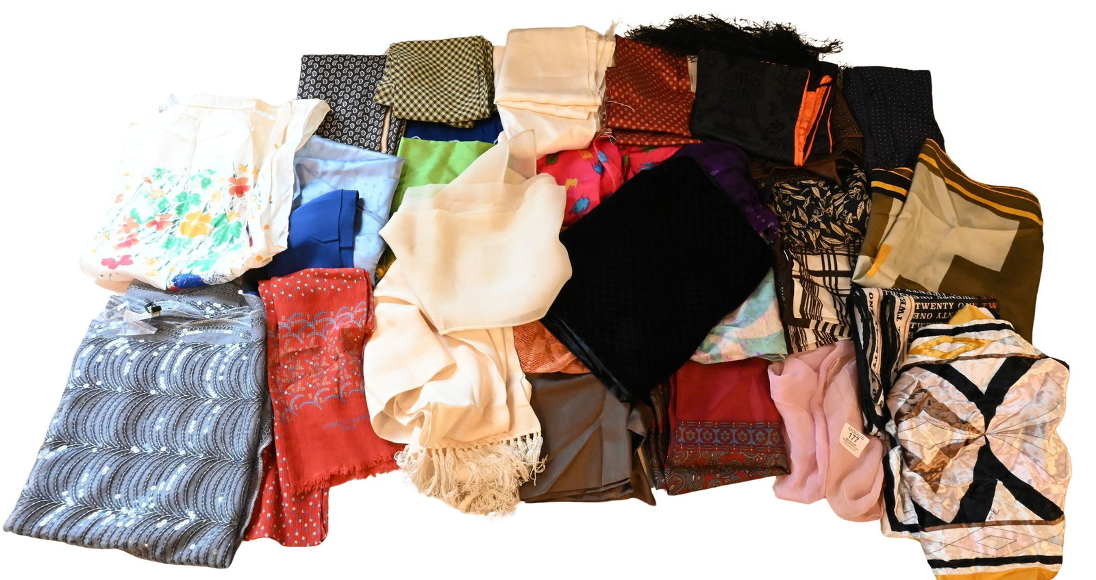 Group of Approximately Thirty Neck Scarves and Shawls (1 of 5)