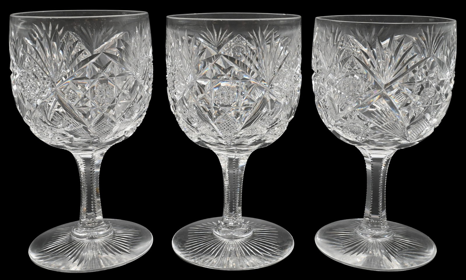 Set of Eight Hawkes Crystal Goblets in Holland Pattern (1 of 4)