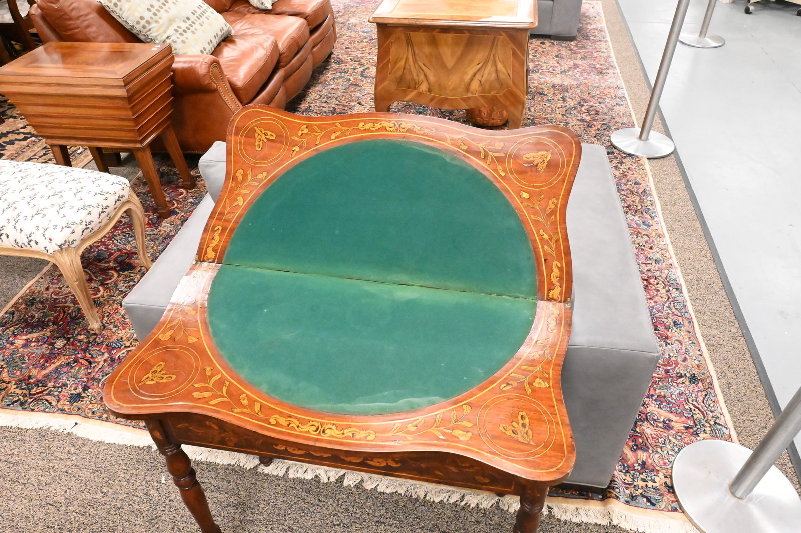 Marquetry Inlaid Gaming Table - 4