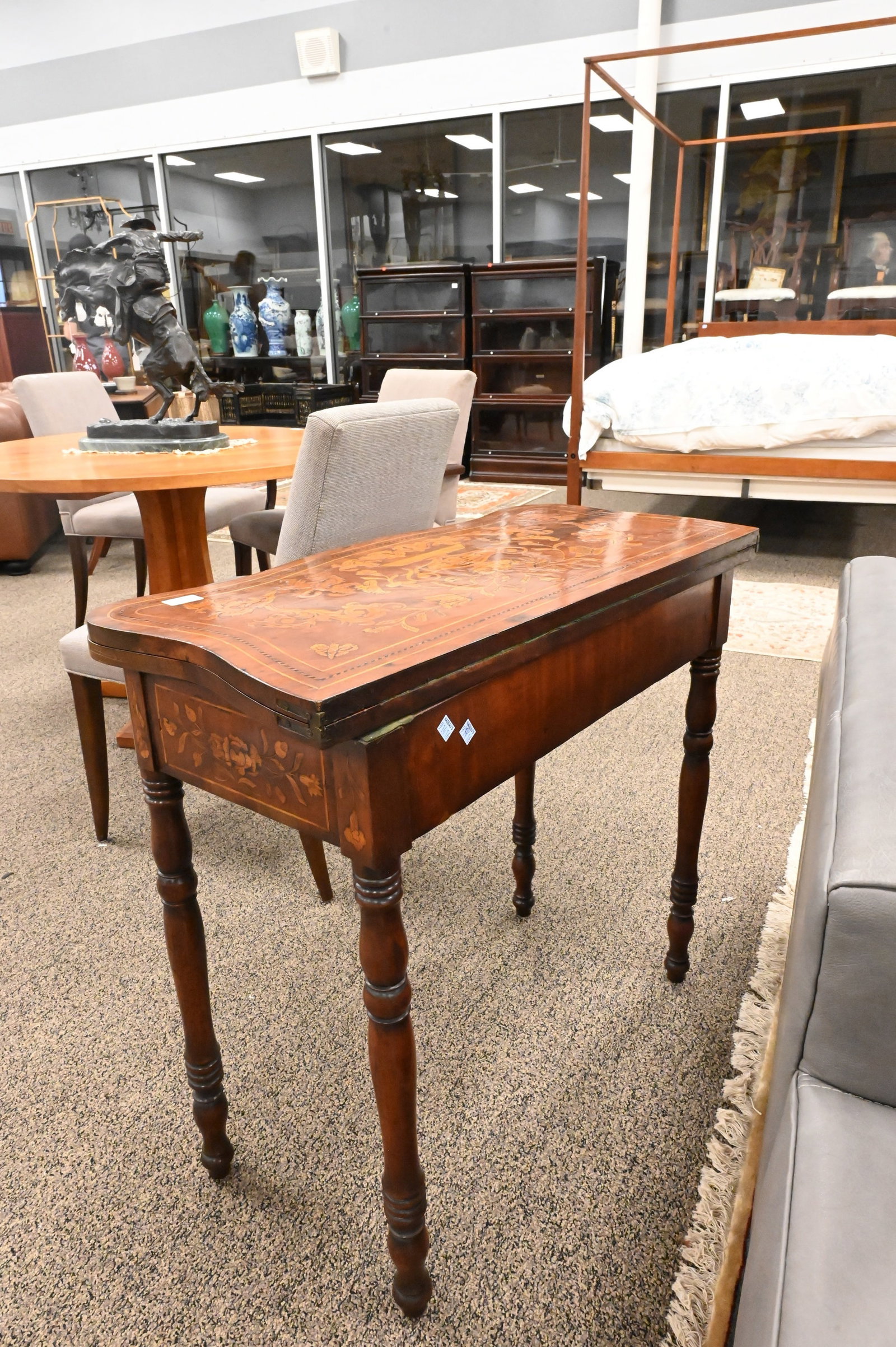 Marquetry Inlaid Gaming Table - 5