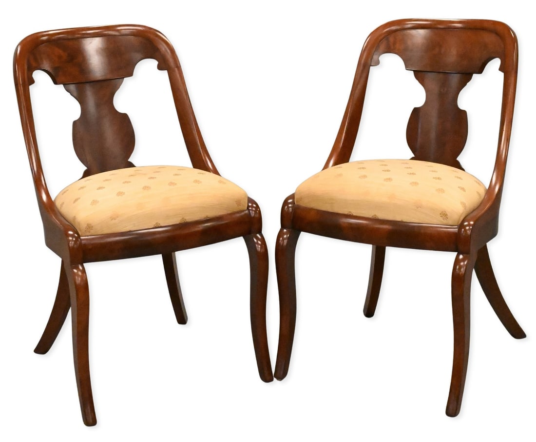 Pair of American Mahogany Gondola Side Chairs (1 of 5)