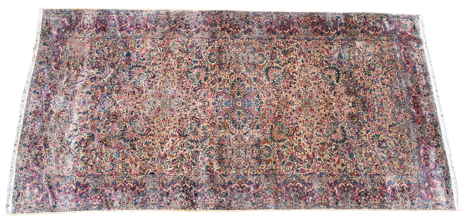 Kirman Oriental Carpet: Kirman Oriental Carpet early to mid 20th century 8' 8" x 17' Condition: very clean with good pile