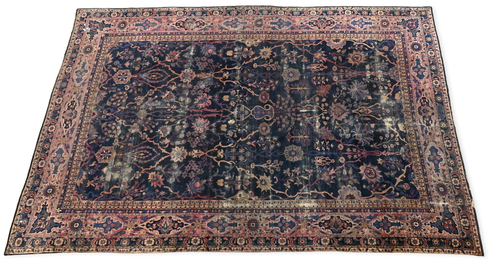 Kashan Oriental Room Size Carpet: Kashan Oriental Room Size Carpet 10' x 15', worn
