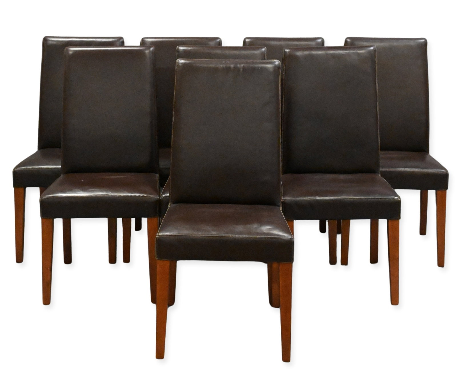 Set of Eight Crate & Barrel Leather Dining Chairs: Set of Eight Crate & Barrel Leather Dining Chairs height 39 inches, width 19 inches