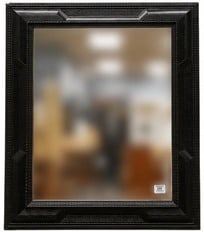 Flemish Baroque Style Ebonized Mirror: Flemish Baroque Style Ebonized Mirror the rectangular plate within a stepped frame carve in ripple work 36" x 27 1/2"