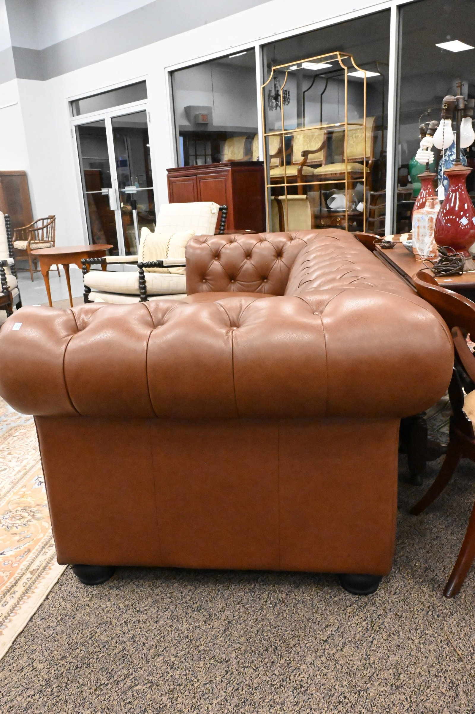 Leather Upholstered Chesterfield Sofa - 4