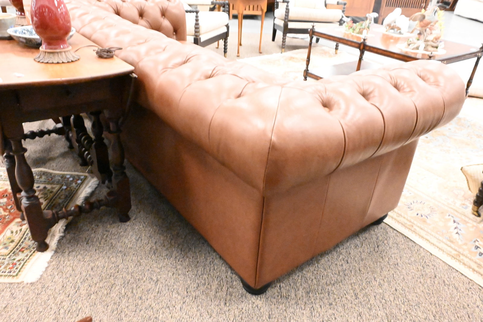 Leather Upholstered Chesterfield Sofa - 5