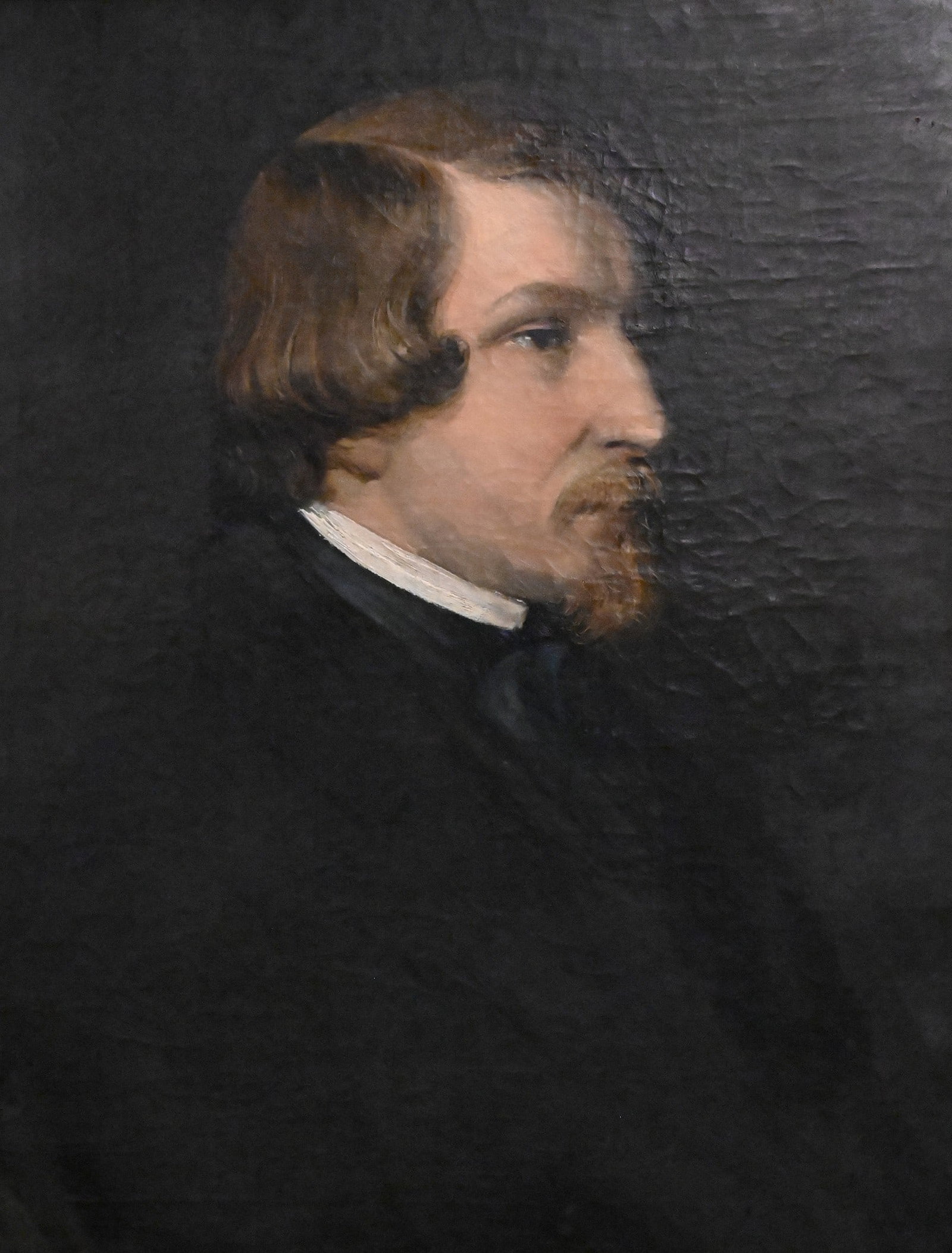 School of Friedrich von Amerling (Austrian, 1803–1887): School of Friedrich von Amerling (Austrian, 1803–1887) Side Profile Portrait of a Man Oil on canvas 22" x 18" canvas Provenance: B.Altman & Co. Art Gallery, New York, original price ($300)