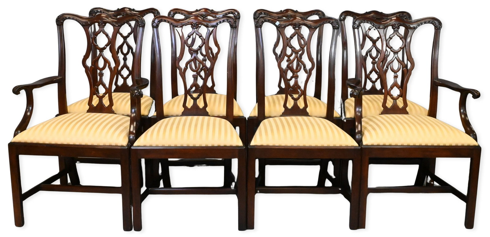 Henkel Harris Set of Eight Chippendale Style Mahogany Dining Chairs (1 of 8)