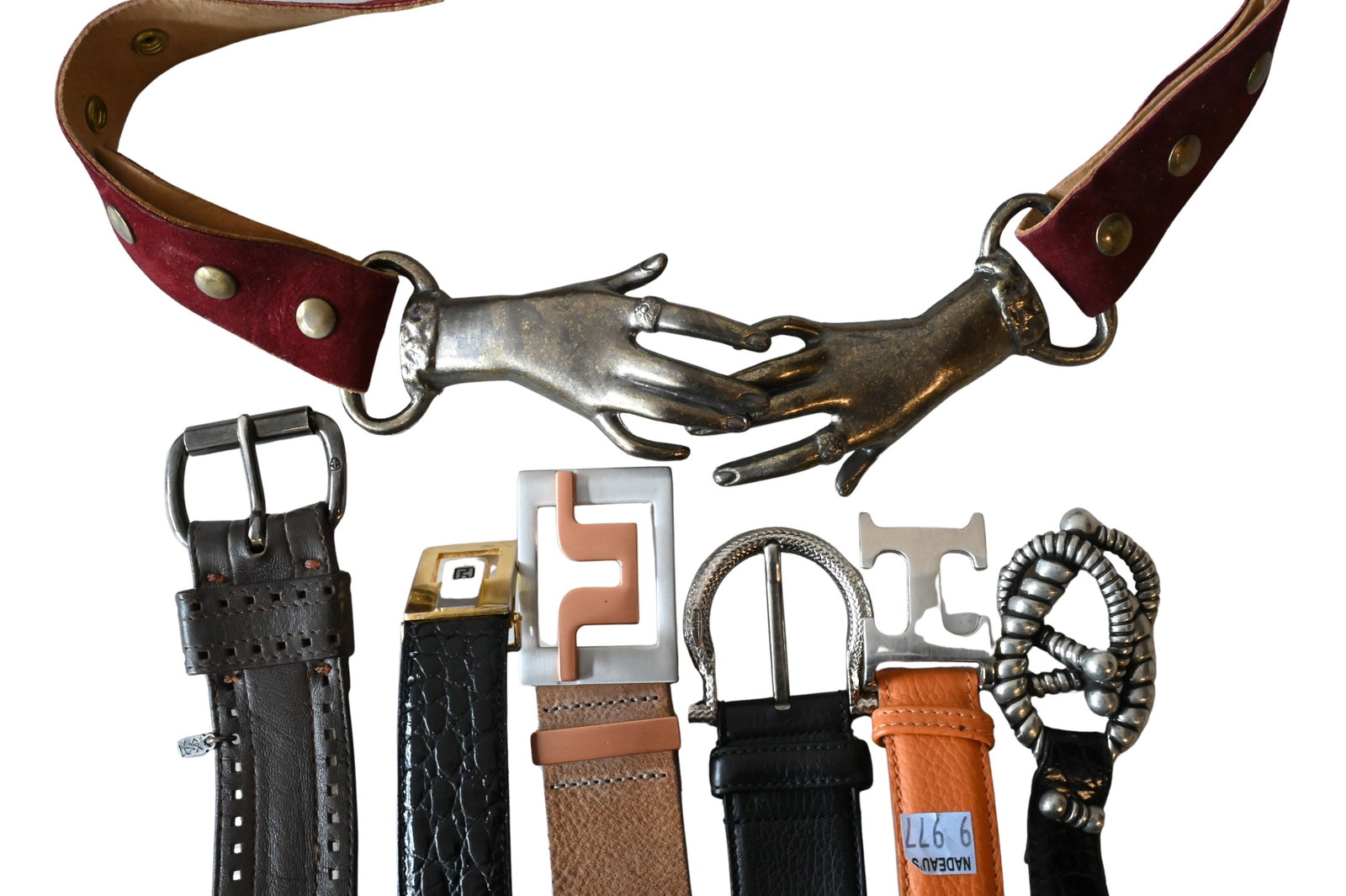 Group of Approximately 15 Designer Belts and Buckles (1 of 2)