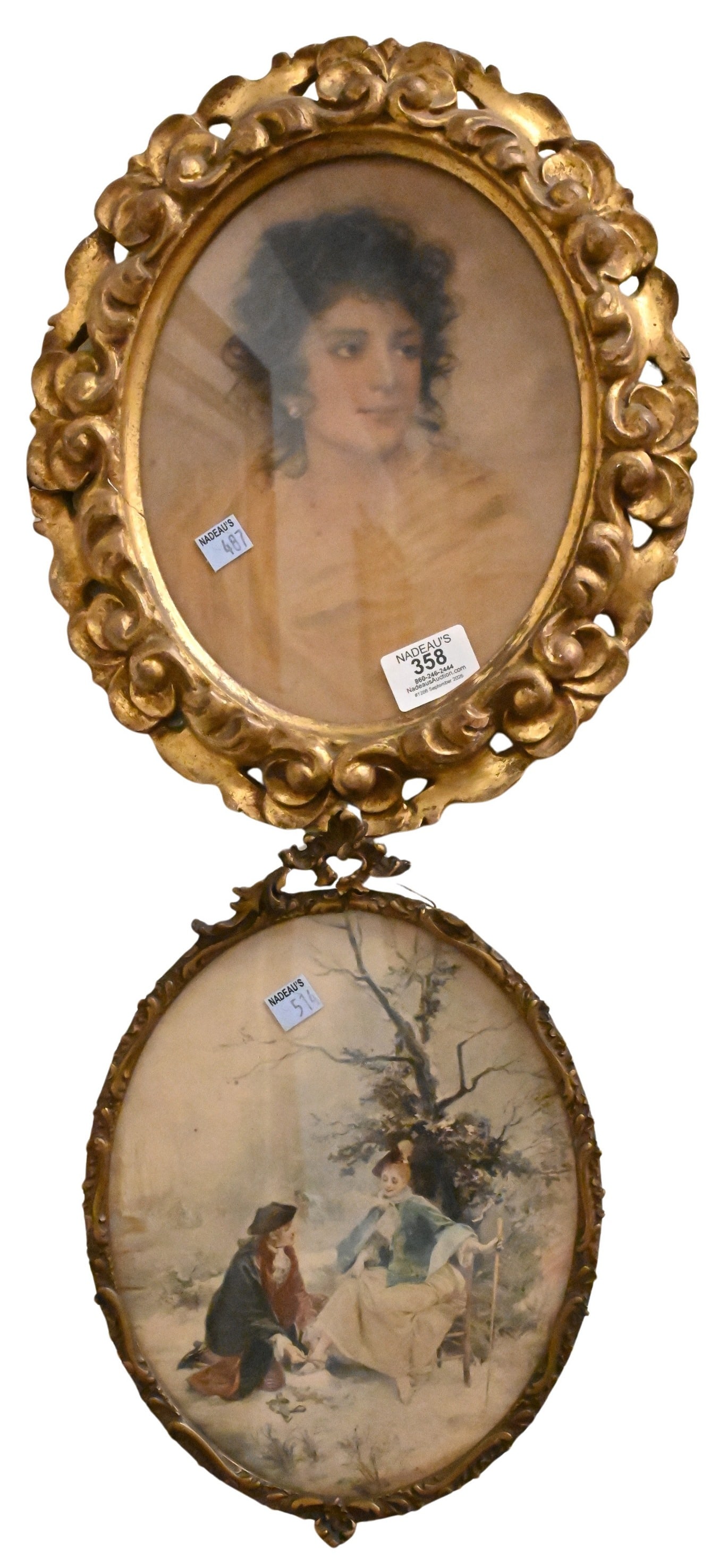 Two Oval Framed 19th Century Watercolors (1 of 3)