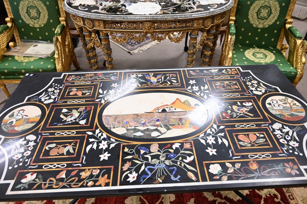Pietra Dura Top Dining Table - 2