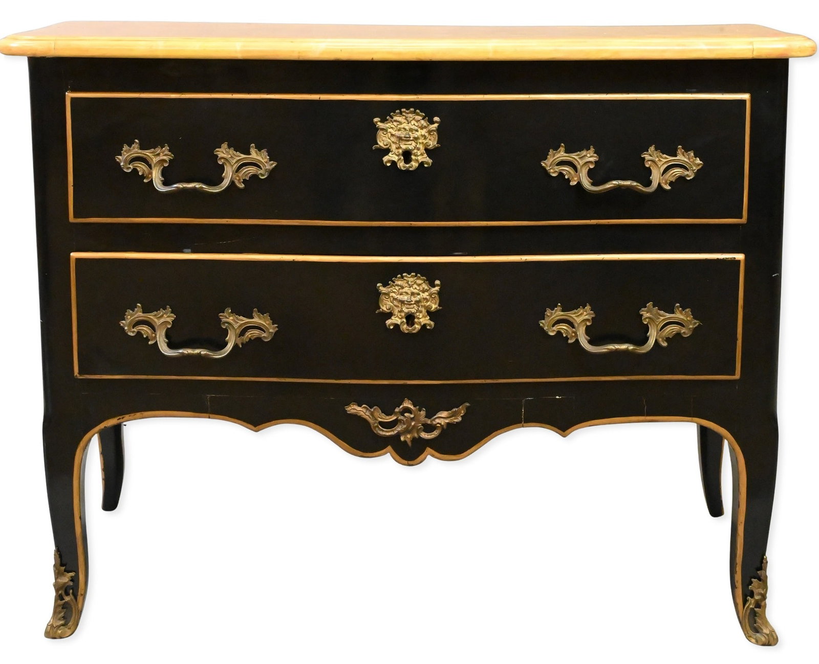 Louis XV Style Black Lacquered Commode (1 of 6)