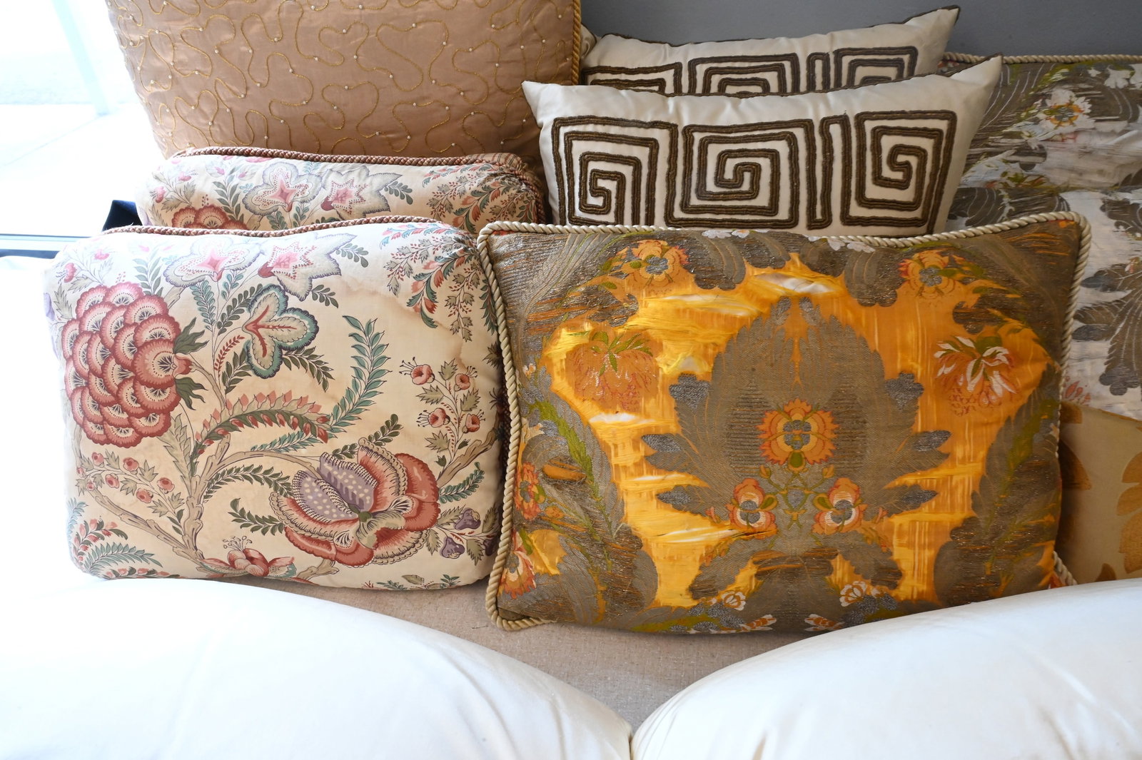 10 Embroidered Throw Pillows - 3