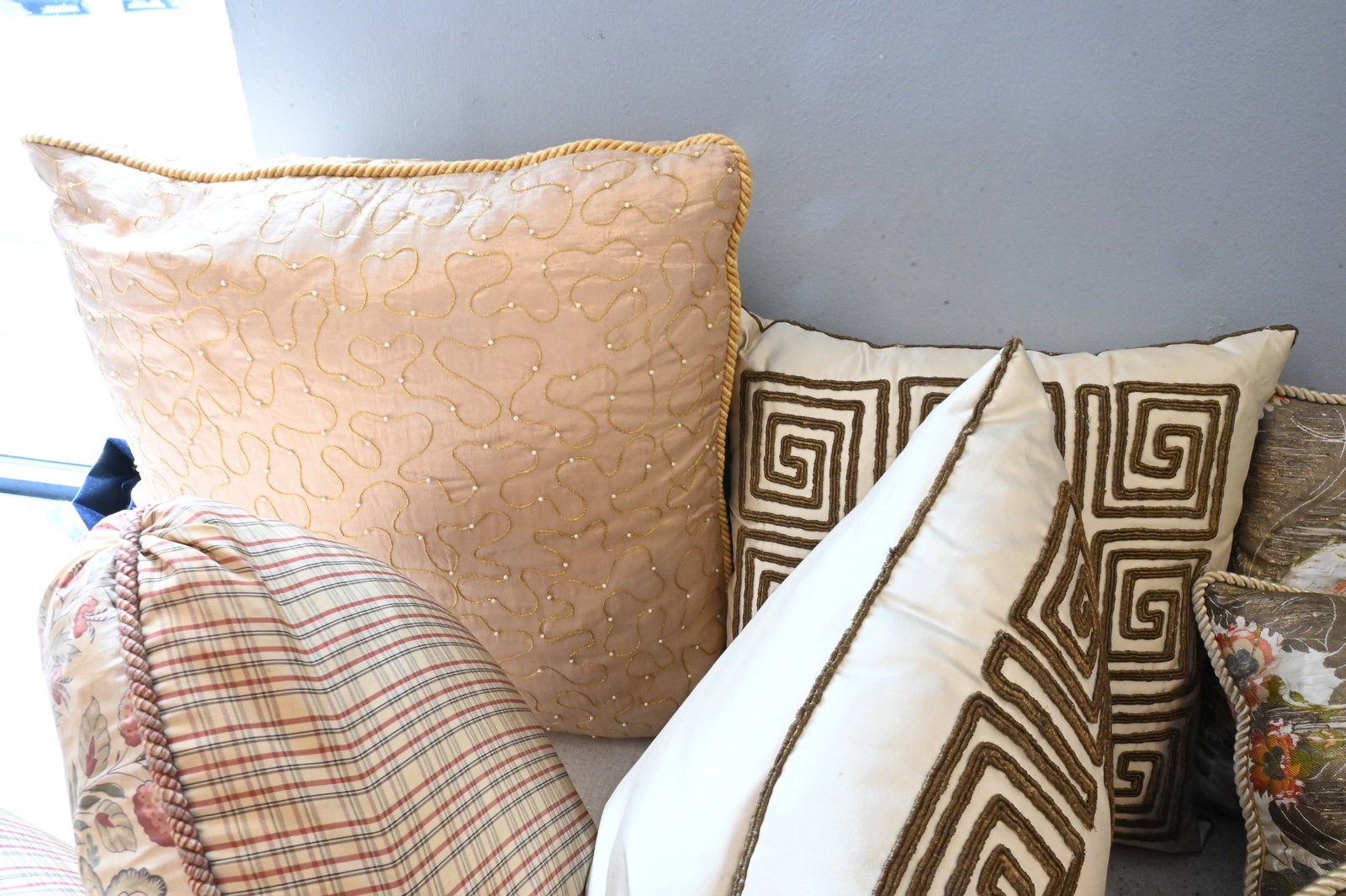 10 Embroidered Throw Pillows - 5