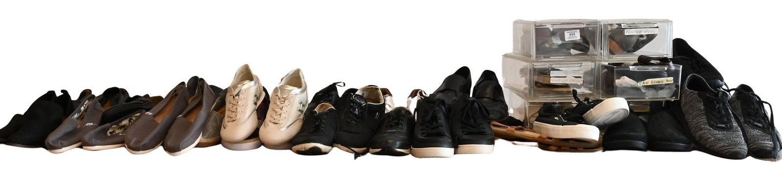Approximately 28 Pairs of Women's Shoes and Sandals: Approximately 28 Pairs of Women's Shoes and Sandals various brands and styles brands include Hogan, Toms, Ermenegildo Zegna, etc sizes vary examples range from 6-12