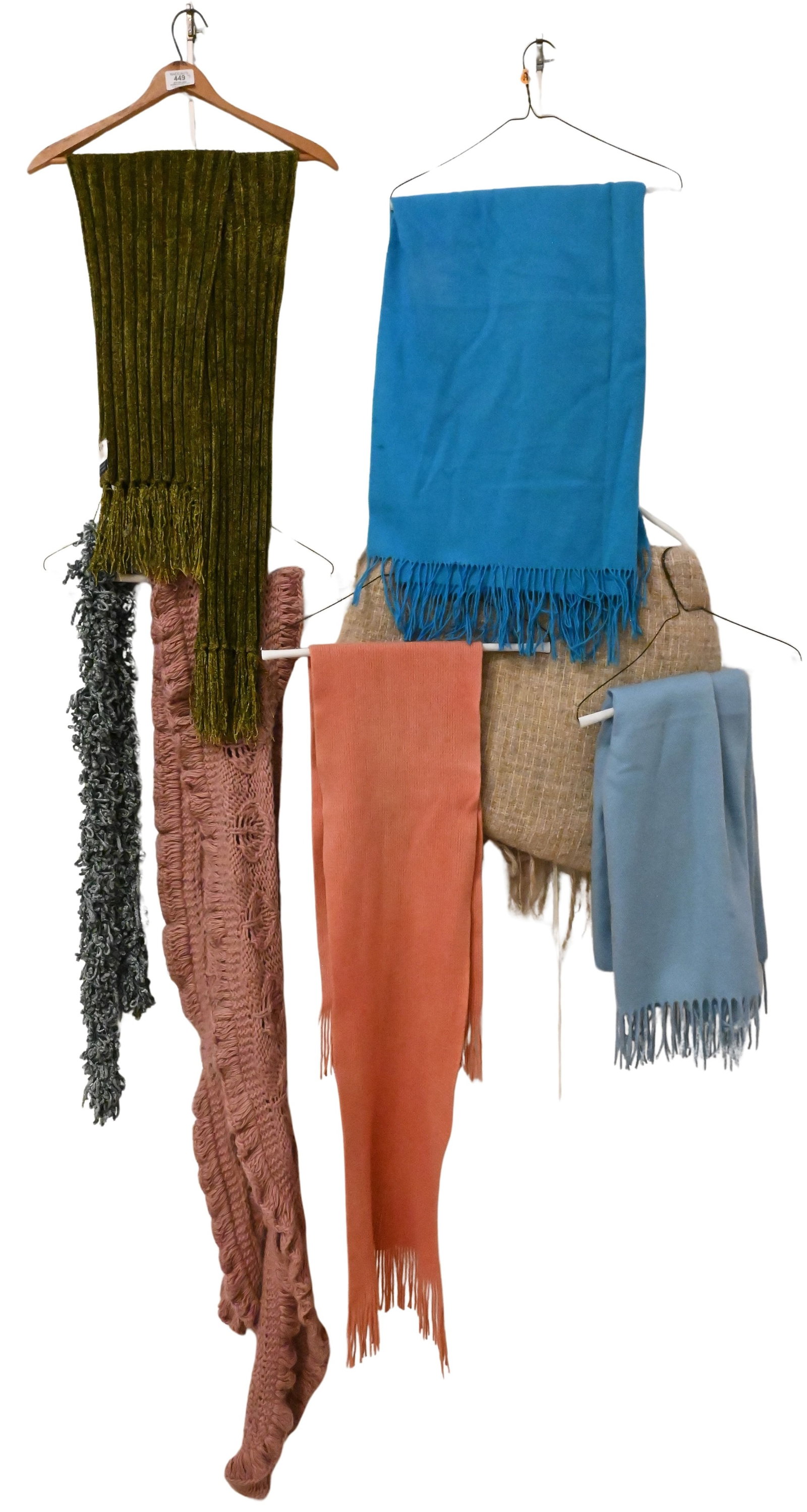 Group of Seven Ladies Shawls: Group of Seven Ladies Shawls to include a knitted Renee's NY and a green Cousin Johnny