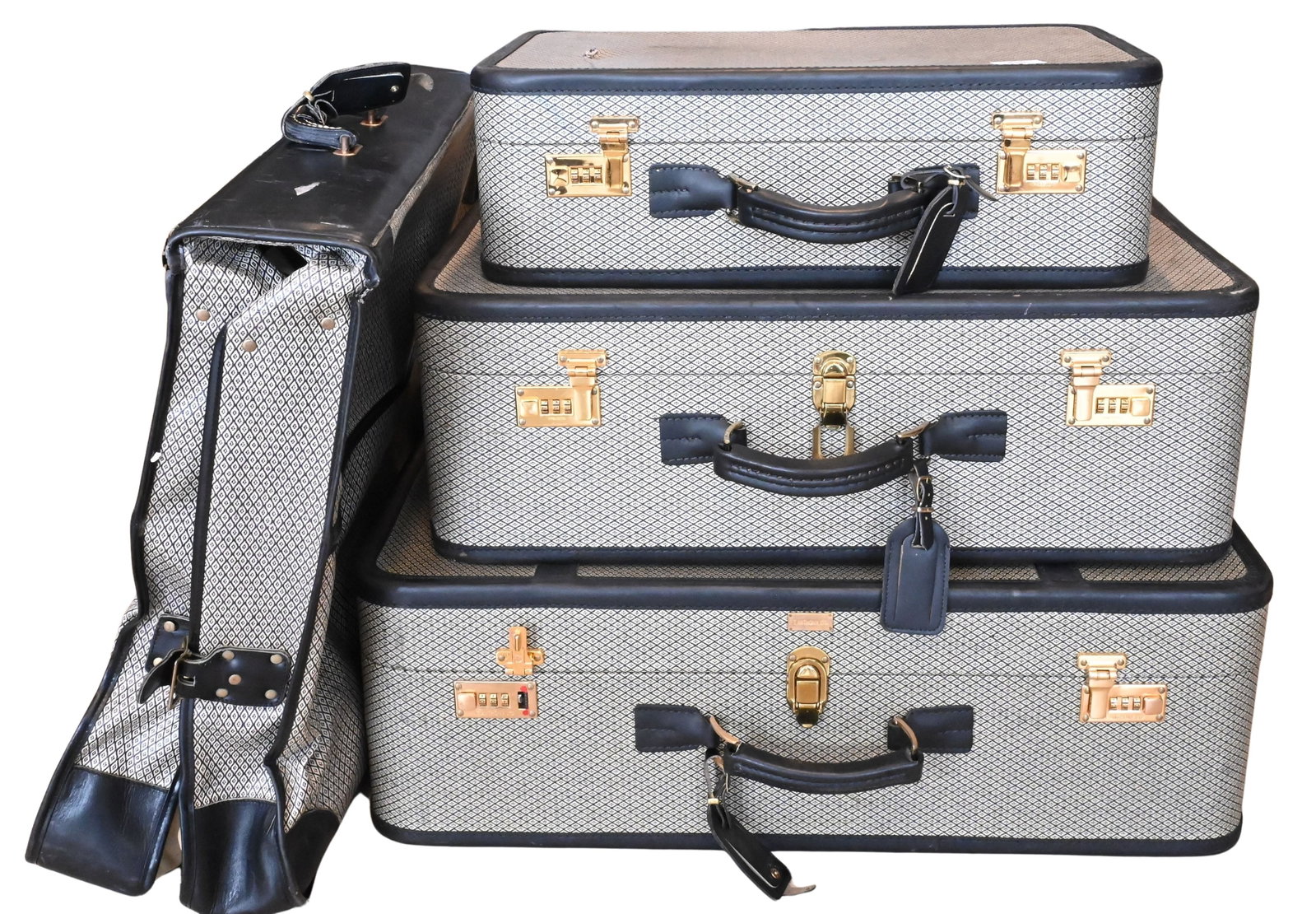 Four Piece Antony NYC Luggage Group: Four Piece Antony NYC Luggage Group consisting of three graduated hard cases and one soft case