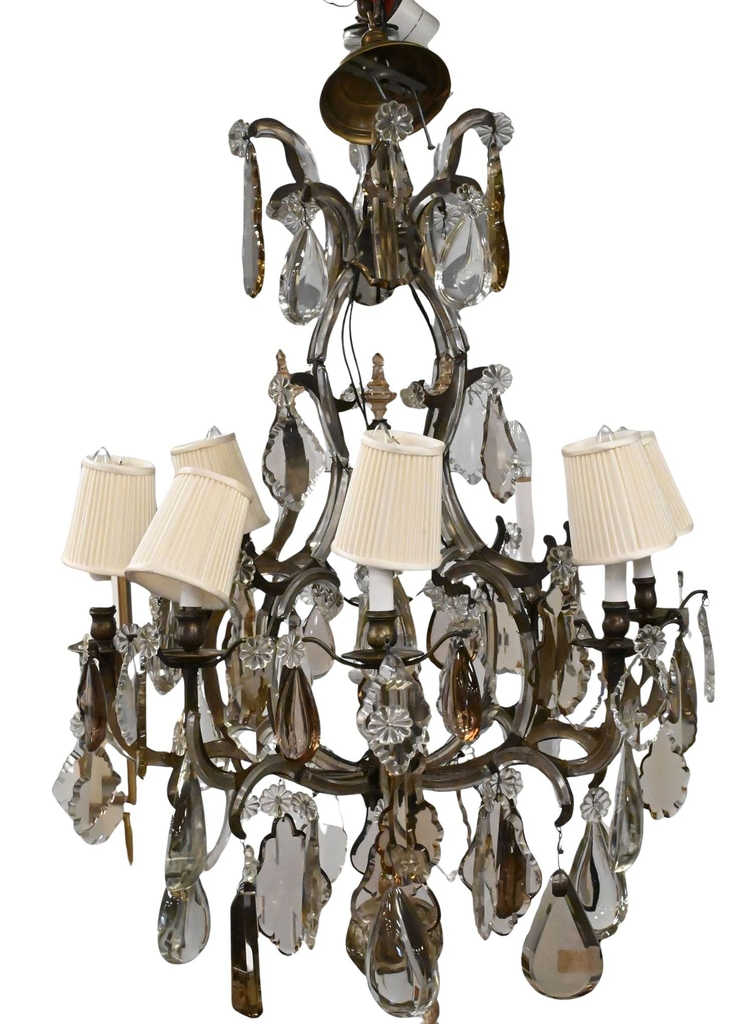 Eight Light Smokey Cut Glass Louis XV Style Chandelier (1 of 4)