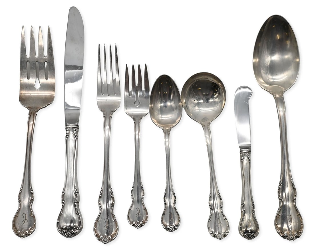 73 Piece Towle Sterling Silver Flatware Set in French Provincial Pattern (1 of 3)